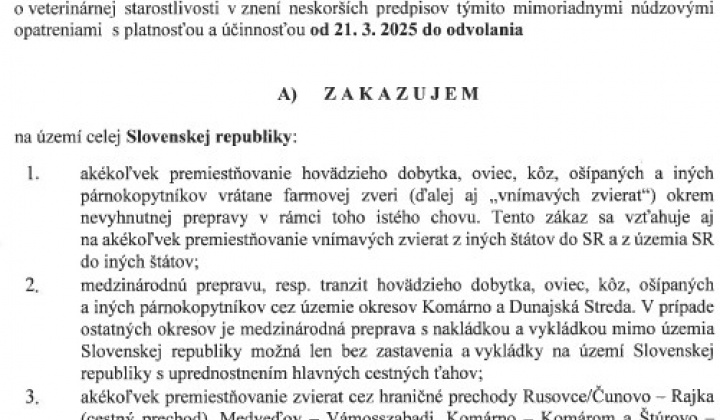 1. fotografia fotogalérie Aktuality / POZOR! Mimoriadne núdzové opatrenia: slintačka a krívačka - foto