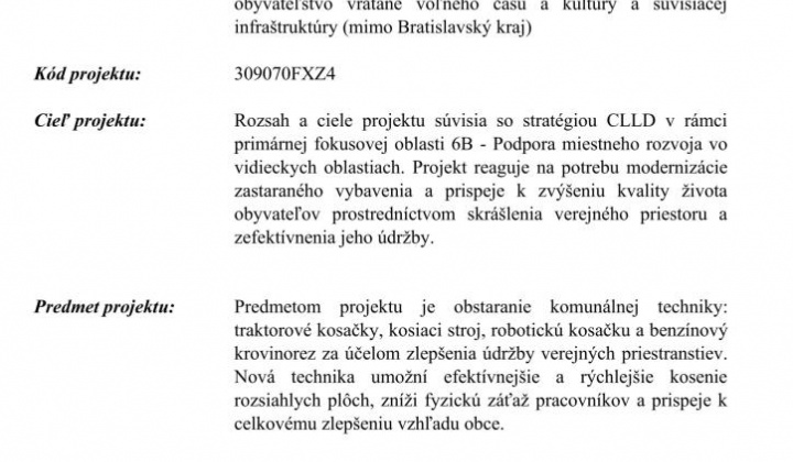 9. fotografia fotogalérie Obstaranie techniky na údržbu verejných priestranstiev